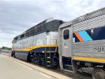 Rear side view of Amtrak California F59PHI # 2005